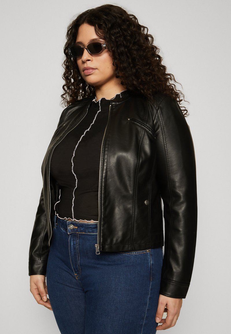 Vero Moda Curve VMCFAVODONA JACKET - Faux leather jacket - black 