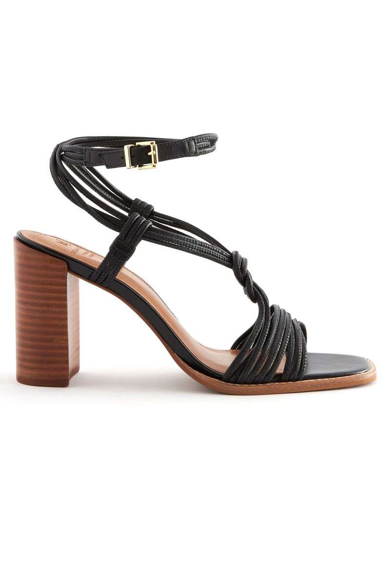 Next SIGNATURE LEATHER KNOTTED STRAP BLOCK HEELED SANDALS Sandals