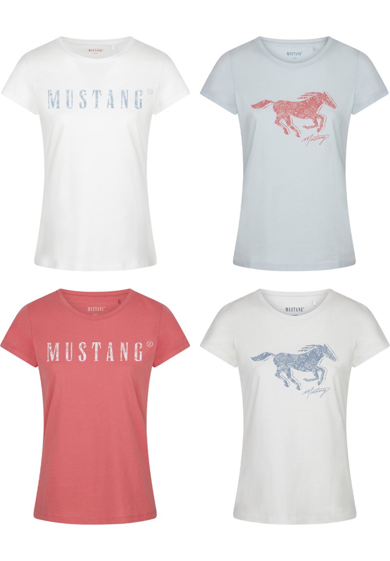 Mustang ALEXIA C LOGO 4ER PACK - T-shirt print - white