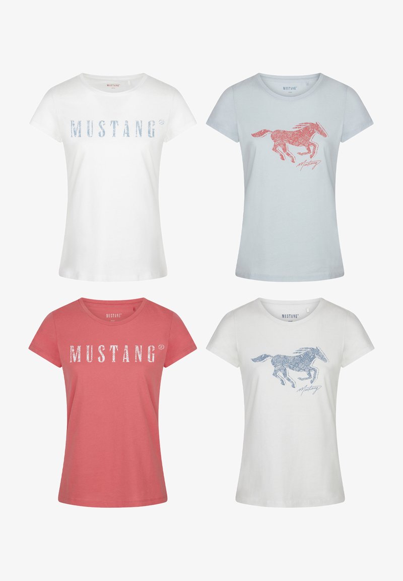 Mustang ALEXIA C LOGO 4ER PACK - T-shirt print - white