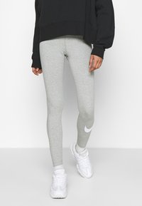 Nike Sportswear - W NSW ESSNTL LGGNG SWOOSH MR - Leggings - grey heather/white Miniatyrbild 1