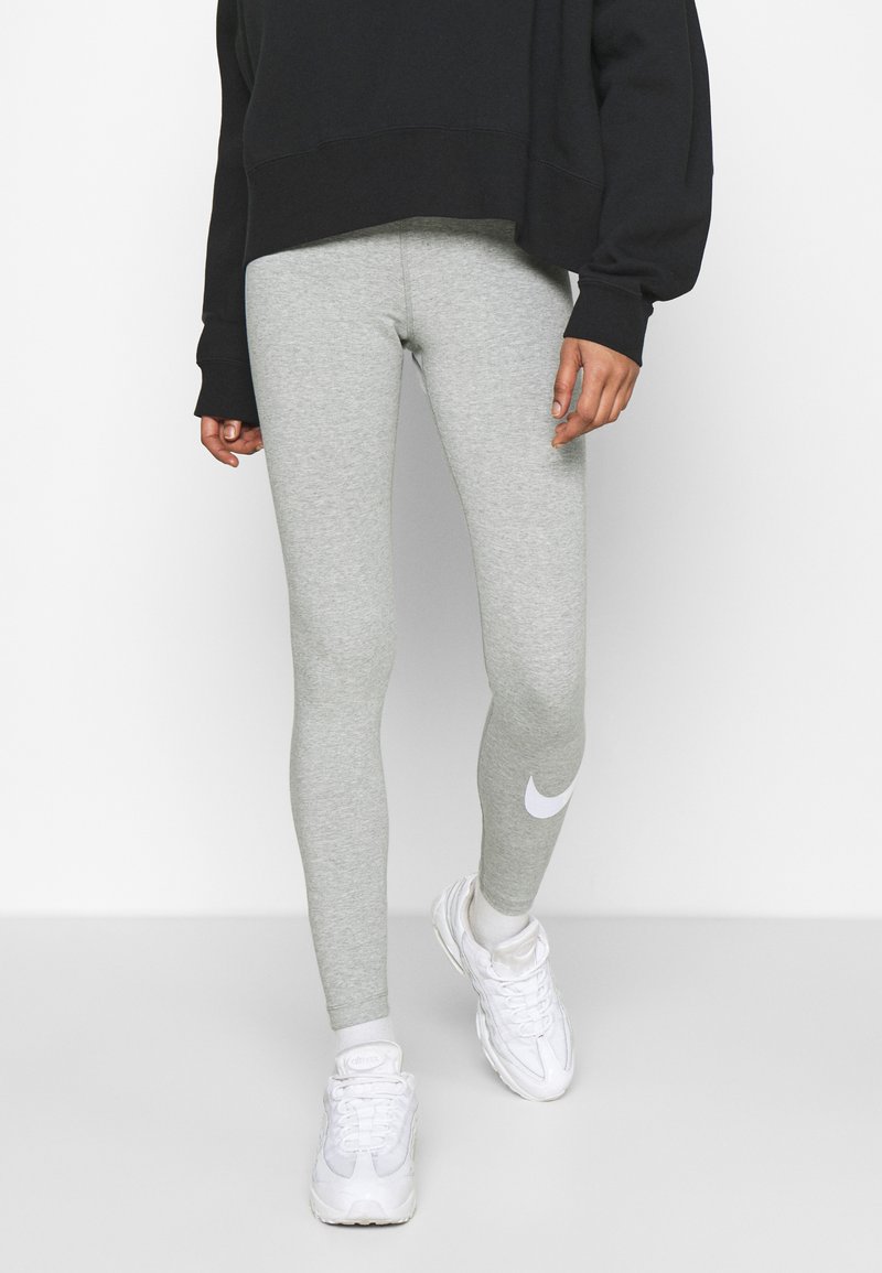 Nike Sportswear - W NSW ESSNTL LGGNG SWOOSH MR - Leggings - grey heather/white, Förstora