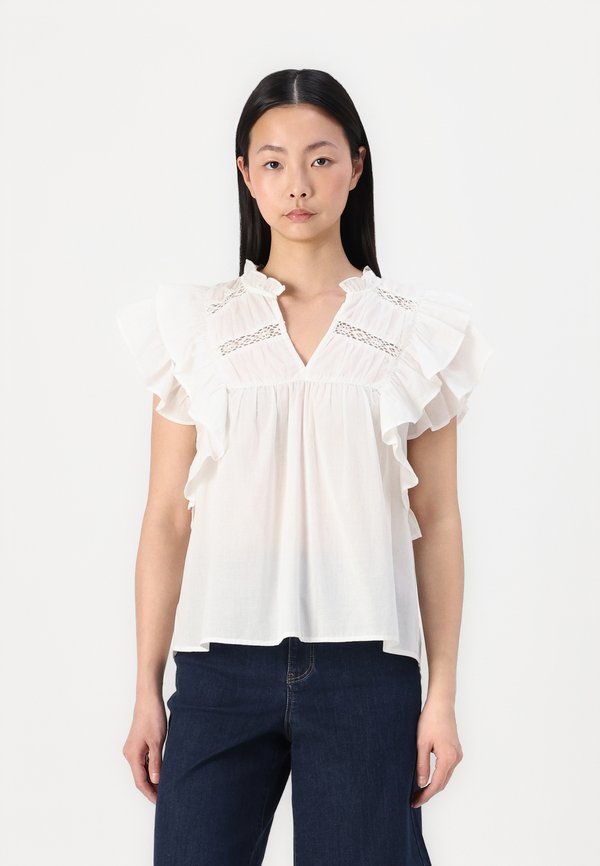 ONLSUNNY LIFE FRILL - Blouse - cloud dancer