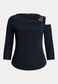 Lauren Ralph Lauren Woman BUCKLE TRIM CUTOUT STRETCH JERSEY TOP - Camisola de manga comprida - navy