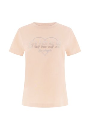 Guess, MIT STRASS-LOGO - T-shirt imprimé - beige