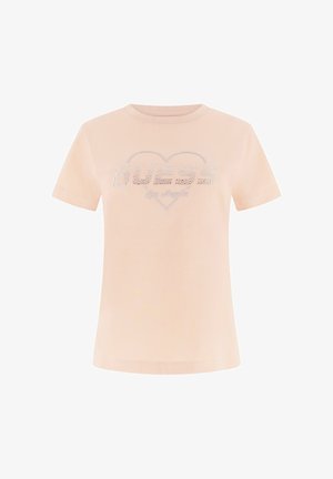 Guess, MIT STRASS-LOGO - T-shirt imprimé - beige