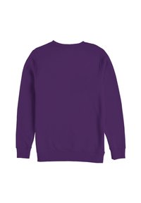 Lila Sweatshirt mit Rundhalsausschnitt, langen Ärmeln und glatter Textur. Keine sichtbaren Muster oder Akzente. Rückansicht, schlichtes Design.