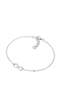 Silvrigt armband med en oändlighetssymbol som hängsmycke, med en delikat kedja och en liten rund accentsten. Säkert lås med förlängningskedja.