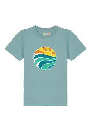 SUMMER SUN - T-shirt print - teal monstera