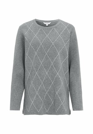 Cellbes of Sweden, FINE-KNITTED, LONG SWEATER - Pullover - grey checked