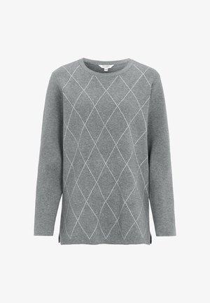 Cellbes of Sweden, FINE-KNITTED, LONG SWEATER - Pullover - grey checked
