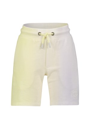 Lysegule shorts med en blød tekstur, elastisk taljebånd og snøre. Har en logo på nederste højre side.