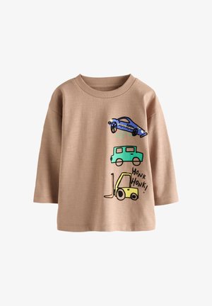 Next REGULAR FIT - LONG SLEEVE BACK GRAPHIC T-SHIRT . - Langærmet T-shirt - brown transport