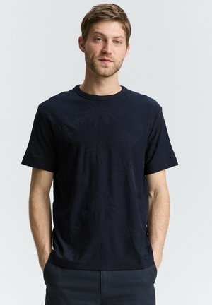 TOM TAILOR MIT PALMEN-MOTIV - T-shirt con stampa - navy palm jacquard