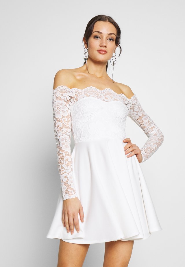 OFF SHOULDER SKATER - Jerseykleid - white