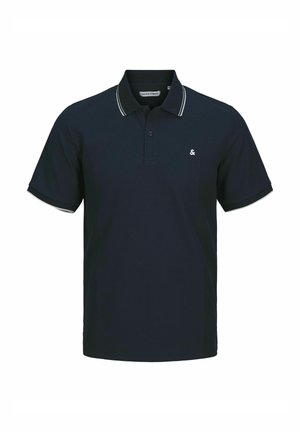 Námornícke polo tričko s kontrastným bielym lemovaním na golieri a rukávoch. Vyrobené z textúrovanej látky, s malým logom na ľavom hrudníku.