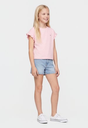 Tommy Hilfiger ESSENTIAL RUFFLE CUFF RELAXED TOP - Basic póló - duchess pink