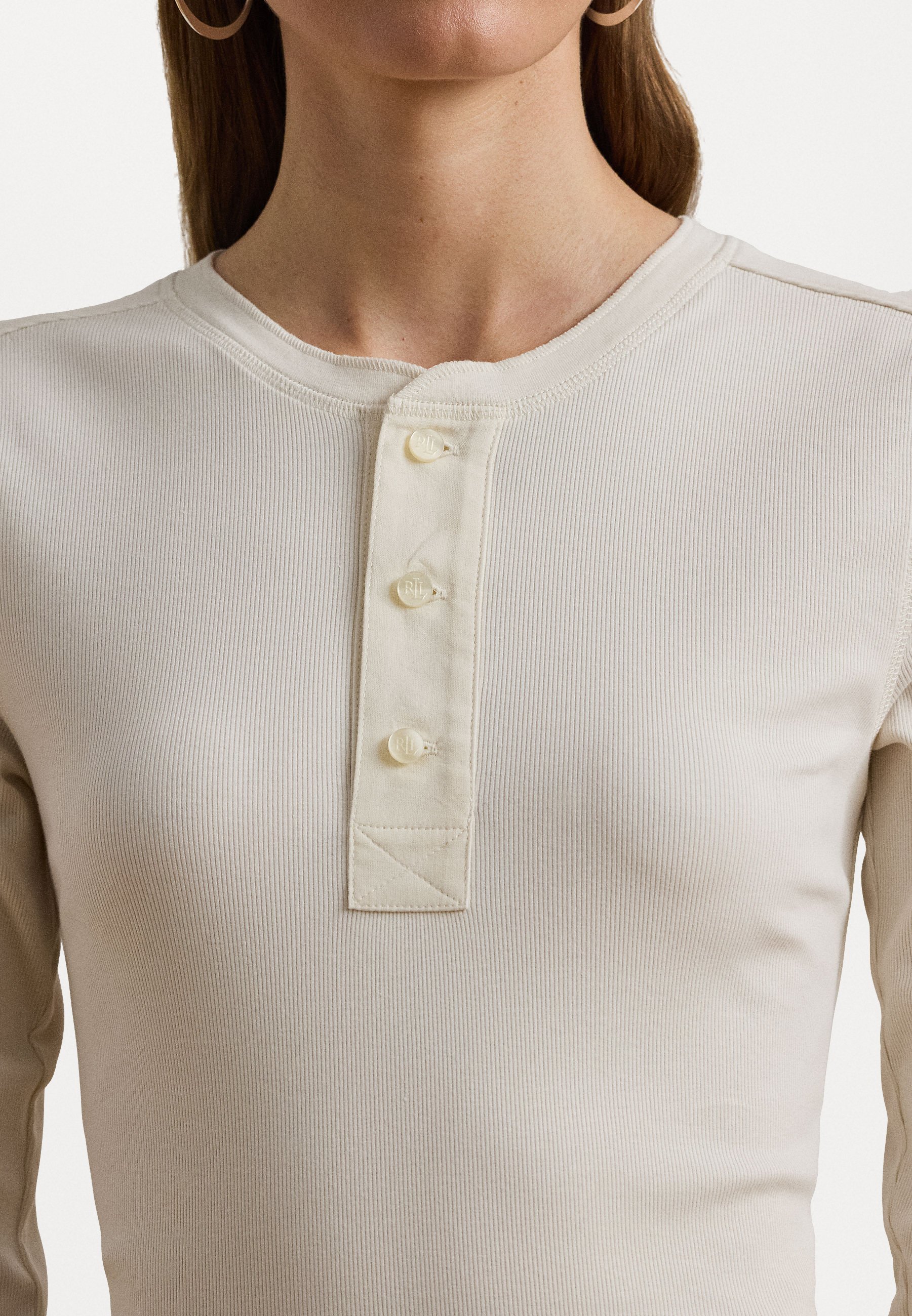 Lauren Ralph Lauren Stretch Cotton Henley Top - T-shirt à