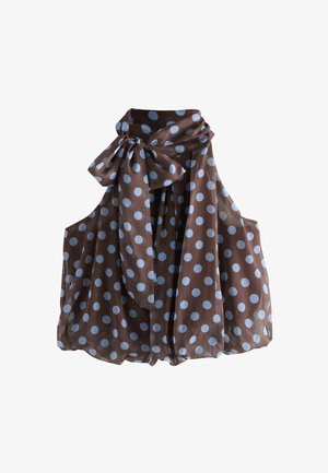Next, REGULAR FIT - BUBBLEHEM TIE NECK SLEEVELESS TOP . - Blúz - chocolate brown blue polka dot