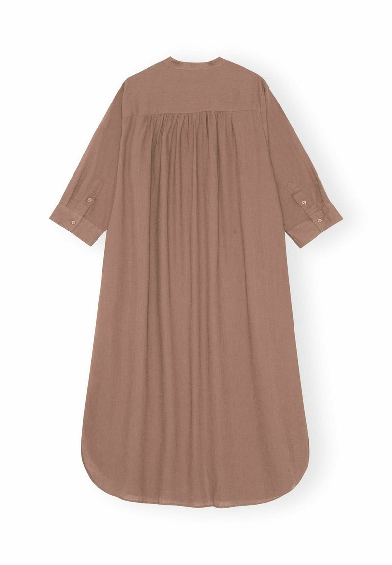 brown dress costume Brown Warm Cotton Waffle Fit and Flare Balloon Sleeves Maxi Dress 60