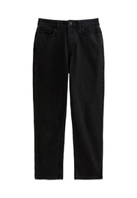 Svarta jeans i denim med rak passform. Har fem fickor, knäppning med knapp och diskreta sömdetaljer. Klassisk skärning.