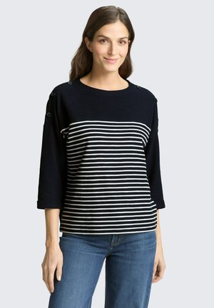 MIT STREIFENMUSTER - T-shirt à manches longues - navy blue/offwhite stripe