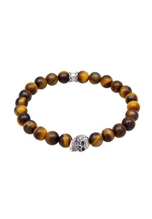 KUZZOI TOTENKOPF TIGERAUGE BEADS  - Armband - braun