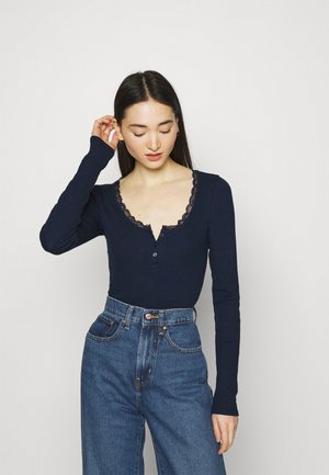 BUTTON THRU - Langærmede T-shirts - navy