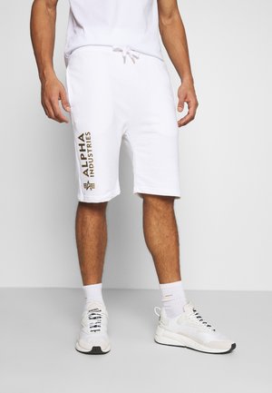 BASIC FOIL PRINT - Tracksuit bottoms - white/yellow gold