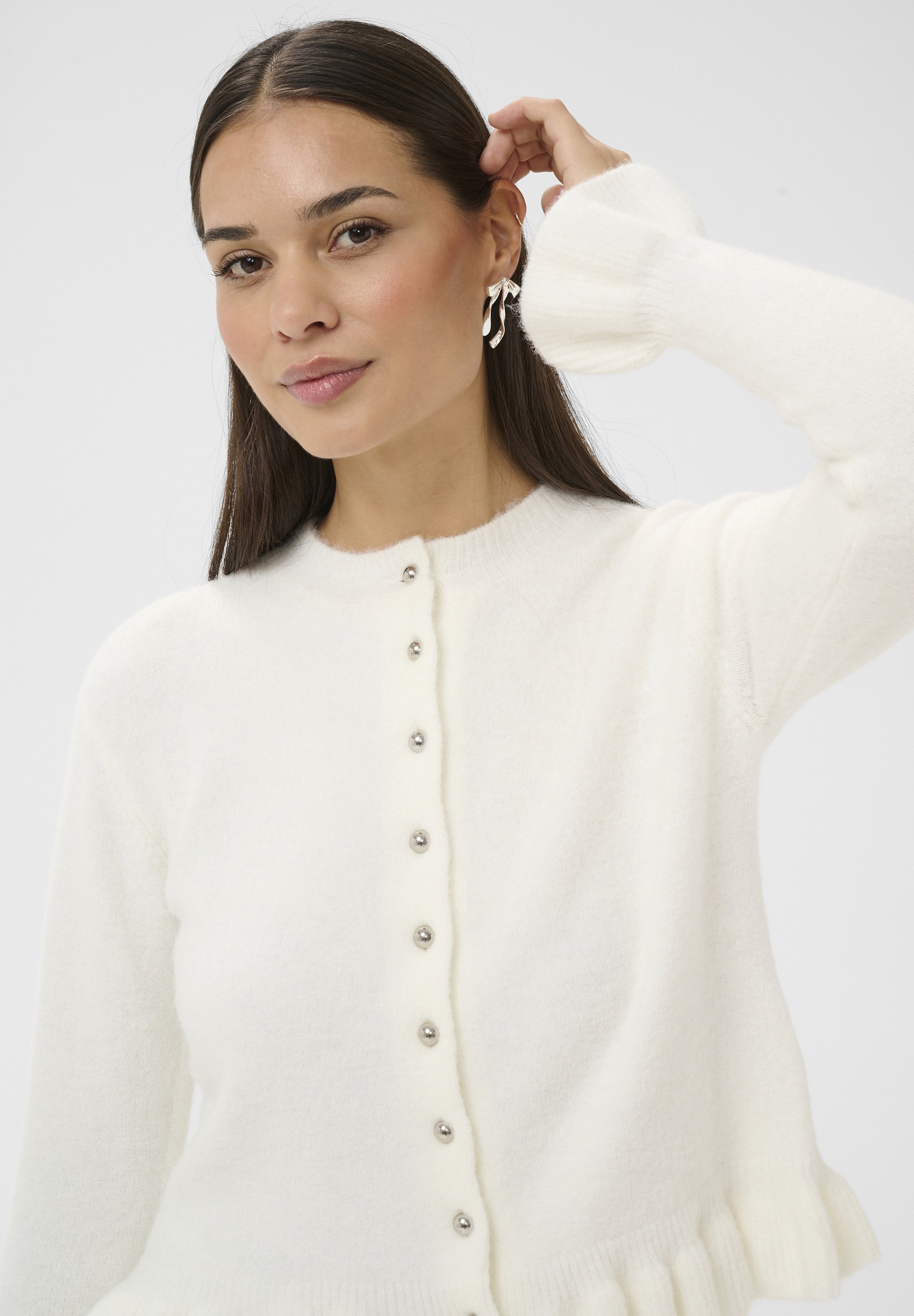 Kaffe KAEMMA FRILL - Cardigan - chalk/off-white - Zalando.ie