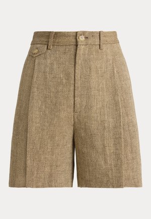 Lauren Ralph Lauren, PLEATED LINEN HERRINGBONE WIDE LEG SHORT - Šortky - tan/cream