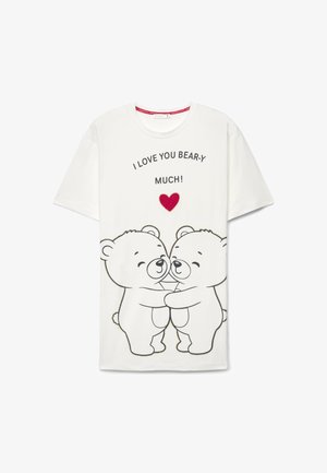 Terranova, T-SHIRT PIGIAMA CON - Maglia del pigiama - bianco lana