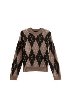 New Look ARGYLE CREW NECK MIDWEIGHT  - Trui - brown pattern