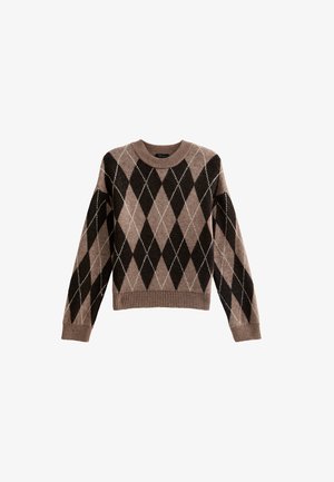 New Look ARGYLE CREW NECK MIDWEIGHT  - Pullover - brown pattern