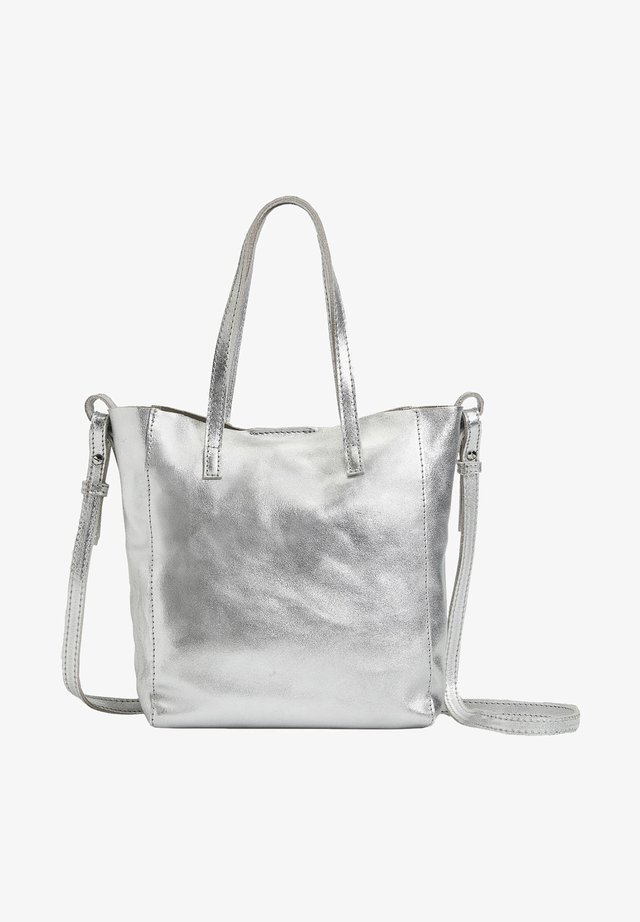 METALLIC LEATHER MINI SHOPPER - Handbag - silver