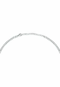 Sølv kæde halskæde med små klare cubic zirconia sten, linket i et lige mønster med en lobster clasp lukning.