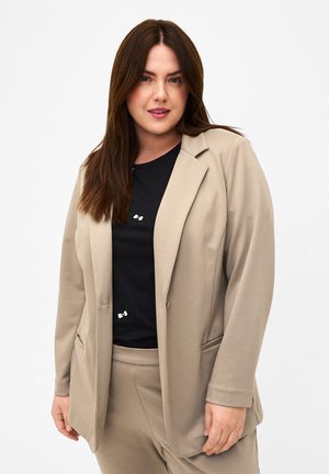 Zizzi SCHLICHTER MIT KNOPFVERSCHLUSS - Blazer - silver mink