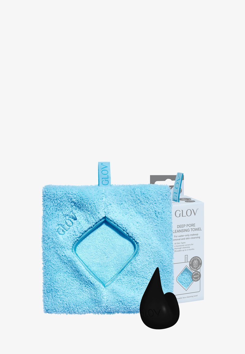 Glov - GLOV® DEEP PORE CLEANSING TOWEL FOR WATER-ONLY MAKEUP REMOVAL AND SKIN CLEANSING + HOOK - Skincare Set - bouncy blue, Suurenna
