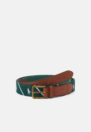 LEATHER-TRIM SIGNATURE PONY BELT - Ceinture - new forest/chic cream