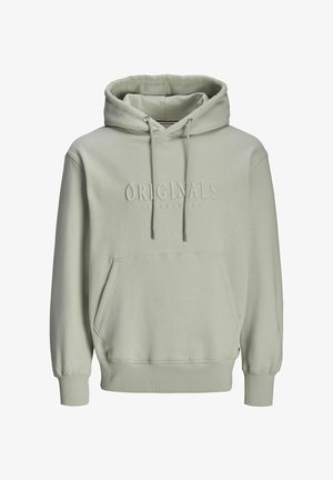 Hele roheline kapuutsiga särk, millel on känguru tasku, tõmblukud ja esiküljel reljeefne "ORIGINALS" logo. Pehme materjal ja soonikkätised.