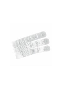 Transparent elastiskt bh-förlängare med tre krokar. Har en strukturerad textil och öglor för säker fästande. Flexibelt och hållbart material.