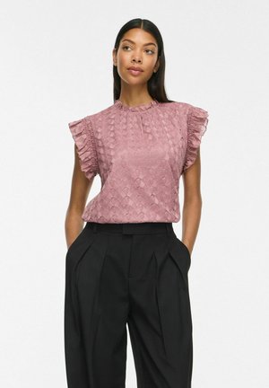 VILA, CAP SLEEVE TOP VINILA HIGH NECK - Blouse - nostalgia rose