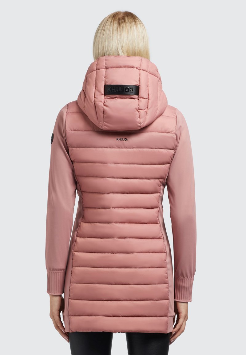 Gilet matelassé, fermeture éclair, cordon de serrage, capuche, gris
