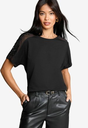 Lipsy REGULAR FIT EMBELLISHED SLEEVE - Print T-shirt - black