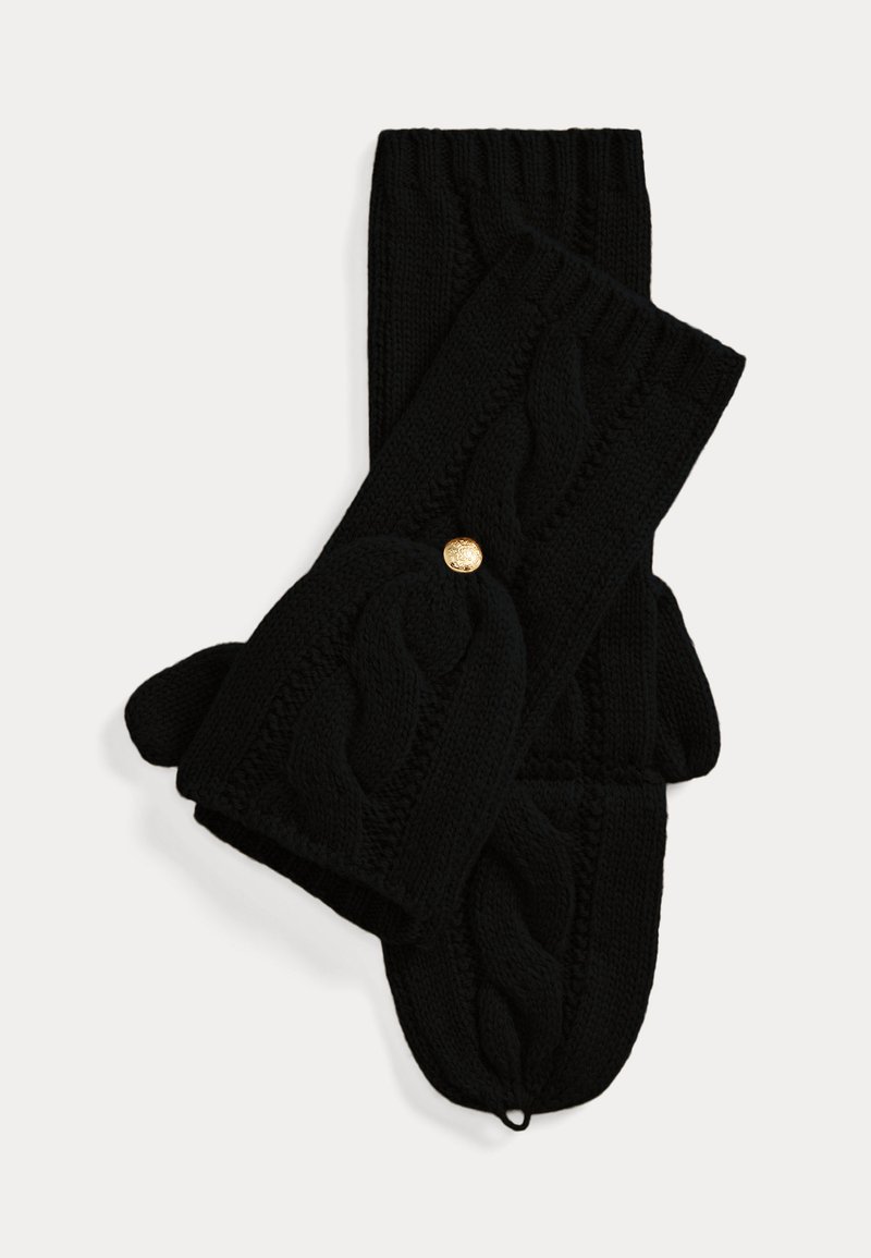 Lauren Ralph Lauren CONVERTIBLE CABLE KNIT MITTENS - Luvas sem dedos - black