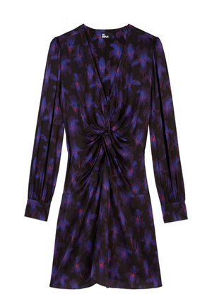 The Kooples SHORT PRINTED WITH DRAPING  - Robe de jour - black light pink blue