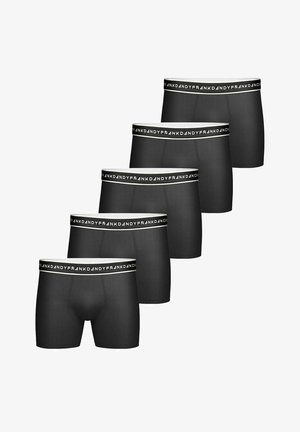 Zwarte boxershorts in een pakket van vijf, met een witte elastische tailleband met merknamen. Glad stof en een fitted ontwerp.
