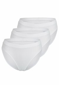Le set de slip en coton blanc comprend trois paires, avec une ceinture élastique lisse et un design sans couture pour le confort et la flexibilité.