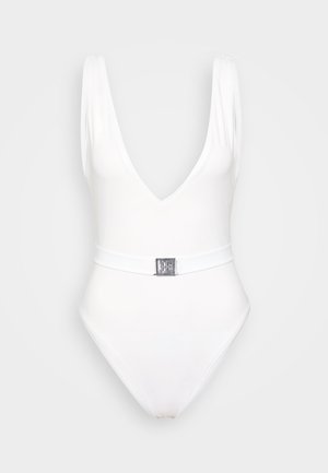 BELTED LOGO SWIMSUIT - Badpak - white