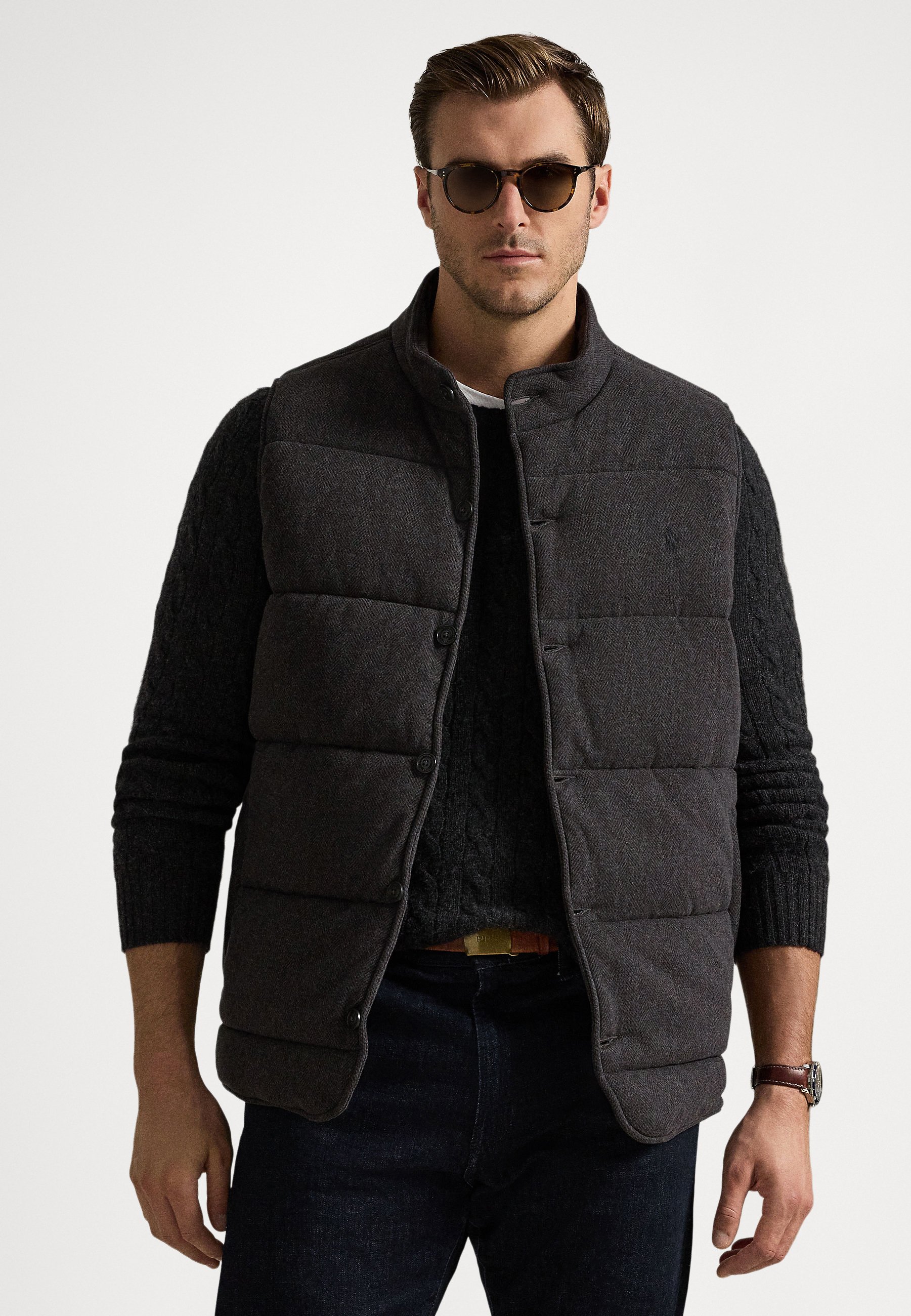 Polo Ralph Lauren Big & Tall HERRINGBONE-PRINT ESTATE-RIB VEST